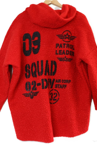 מעיל גקט מעוצב ומקשוקש באדום- L-XL