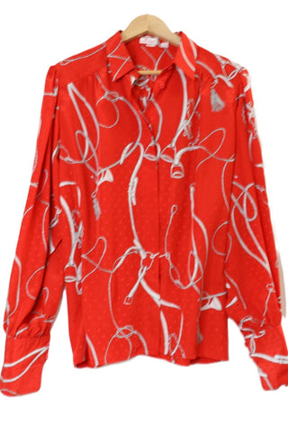 חולצת וינטיג שרשראות וחבלים באדום -L-XL