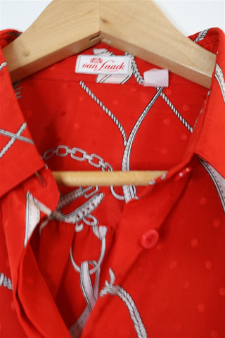 חולצת וינטיג שרשראות וחבלים באדום -L-XL