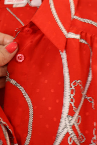 חולצת וינטיג שרשראות וחבלים באדום -L-XL