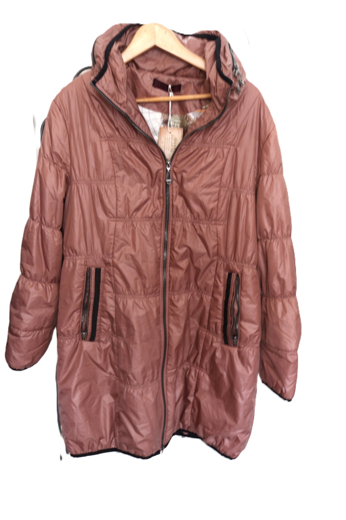 מעיל פוך ארוך בפודרה חום- L