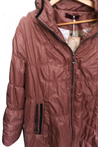 מעיל פוך ארוך בפודרה חום- L