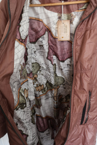 מעיל פוך ארוך בפודרה חום- L