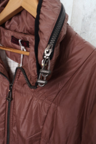 מעיל פוך ארוך בפודרה חום- L