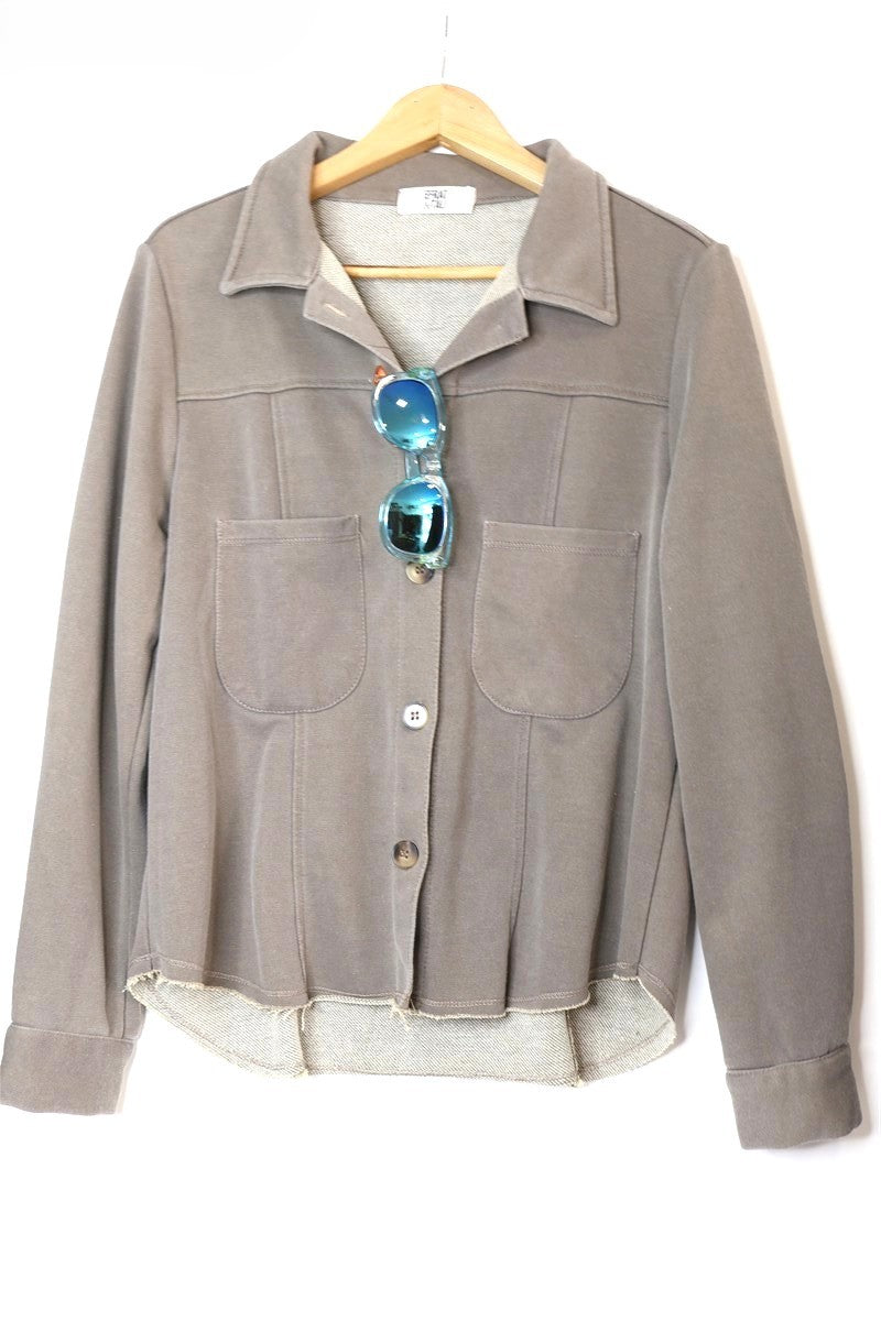 גקט קזואל מעוצב בחום באפור-M-L