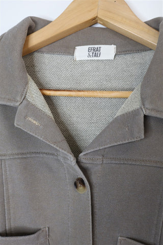 גקט קזואל מעוצב בחום באפור-M-L