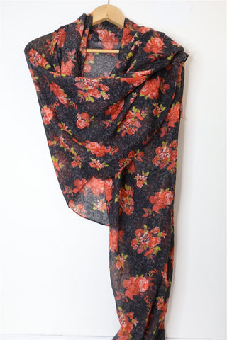 צעיף של פרחוני בשחור -OS