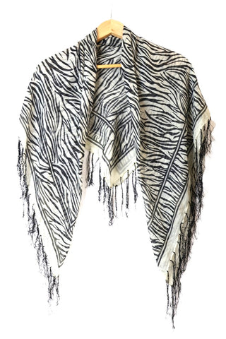 צעיף מלבני בפרינט זברה מנצנץ-OS