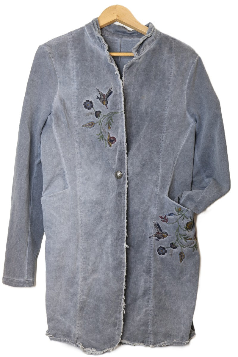 גקט קזואל רקום באפור-M-L