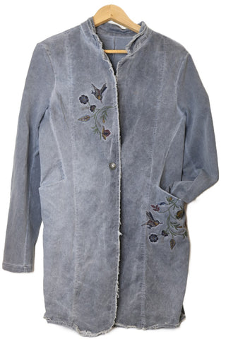 גקט קזואל רקום באפור-M-L