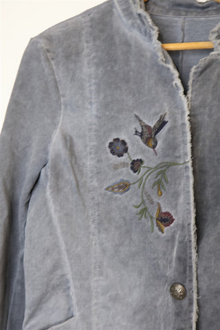 גקט קזואל רקום באפור-M-L