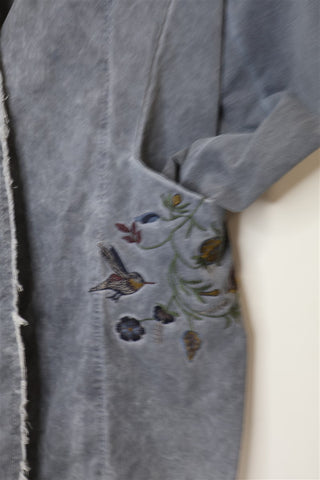 גקט קזואל רקום באפור-M-L