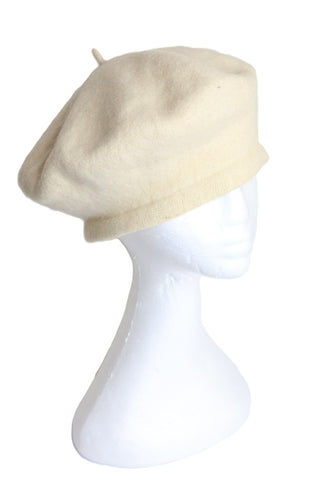 כובע ברט וינטיג בצבע שמנת -OS