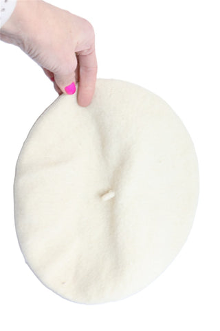 כובע ברט וינטיג בצבע שמנת -OS