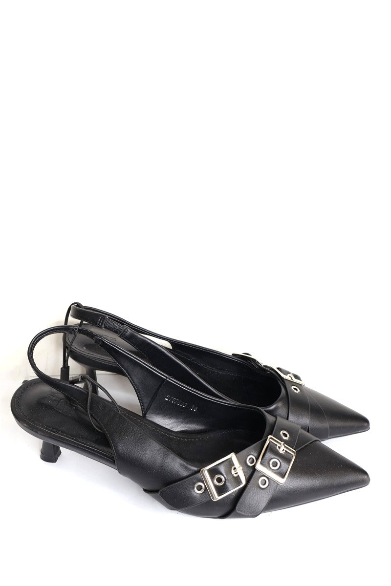 נעל עקב חדשה מעוצבת בשחור- מידה 39