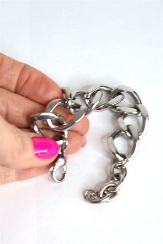 צמיד שרשרת בסטייל גורמט כסוף- OS