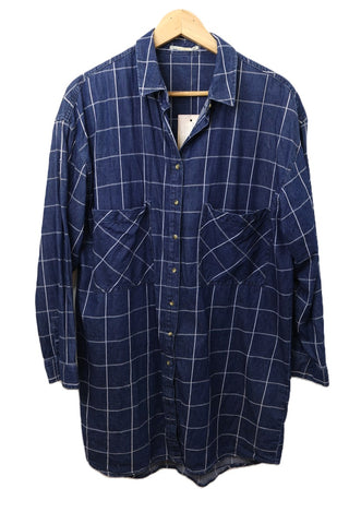 חולצת טוניקה גינס משבצות- L-XL