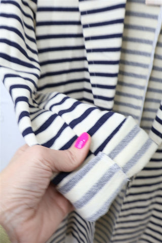 גקט קזואל פסים בשמנת-M-L