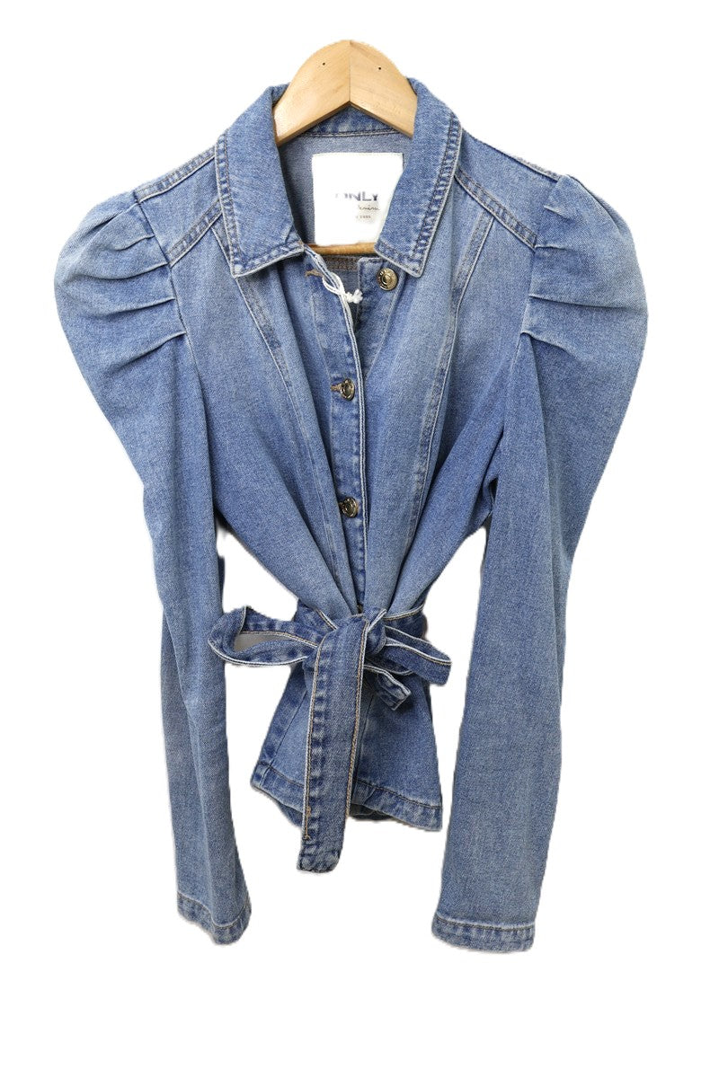 חולצת גקט גינס מעוצבת בכחול- S-M