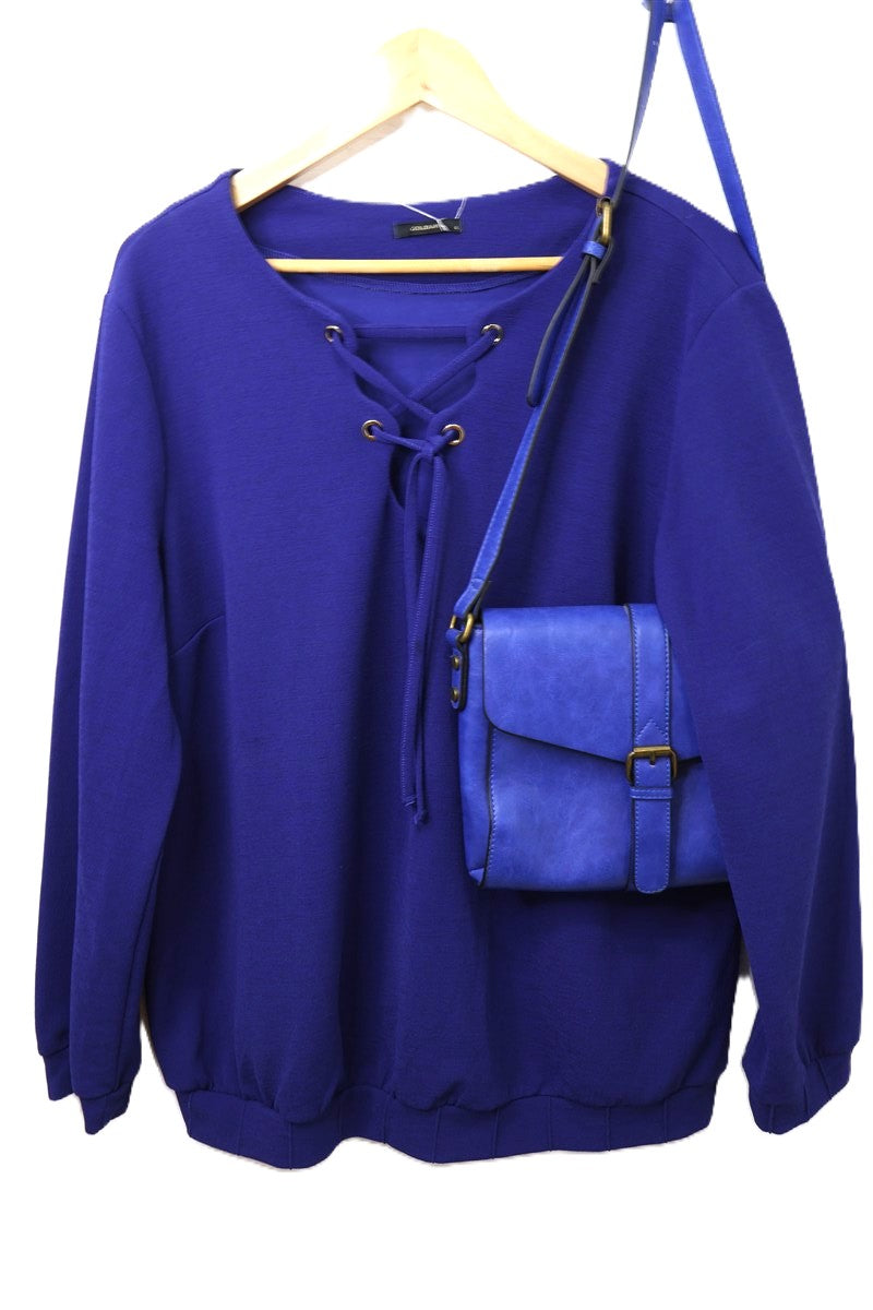 חולצה מעוצבת בכחול- XL-XXL