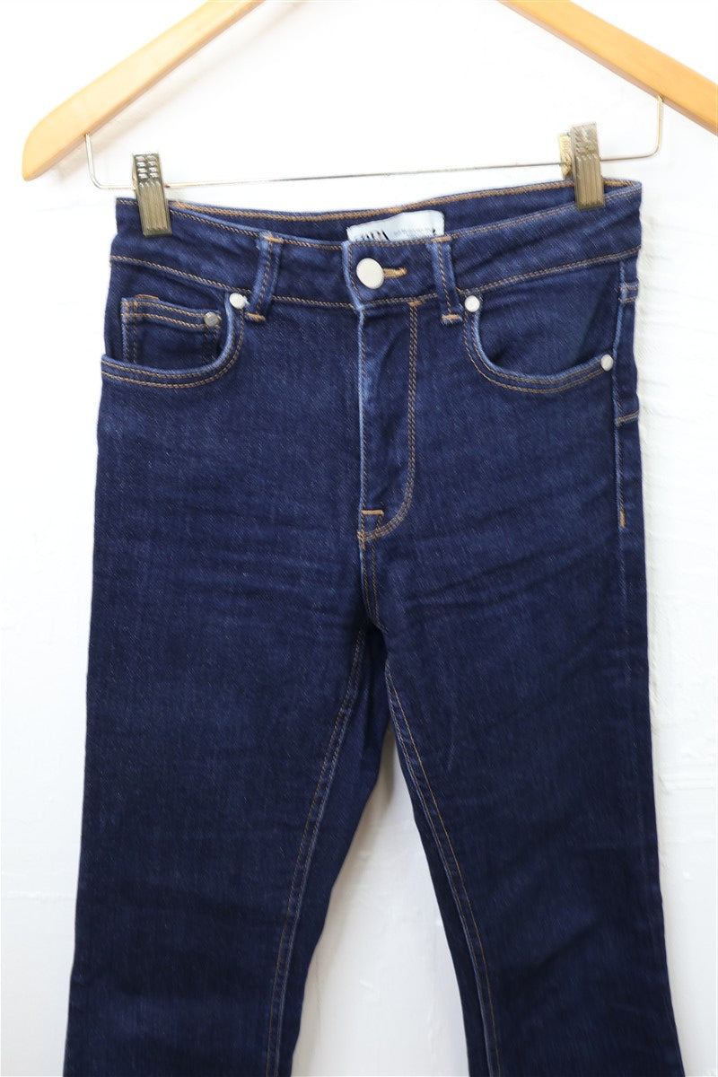 גינס בגזרה ישרה ZARA  כחול כהה - XS, תמונה 3
