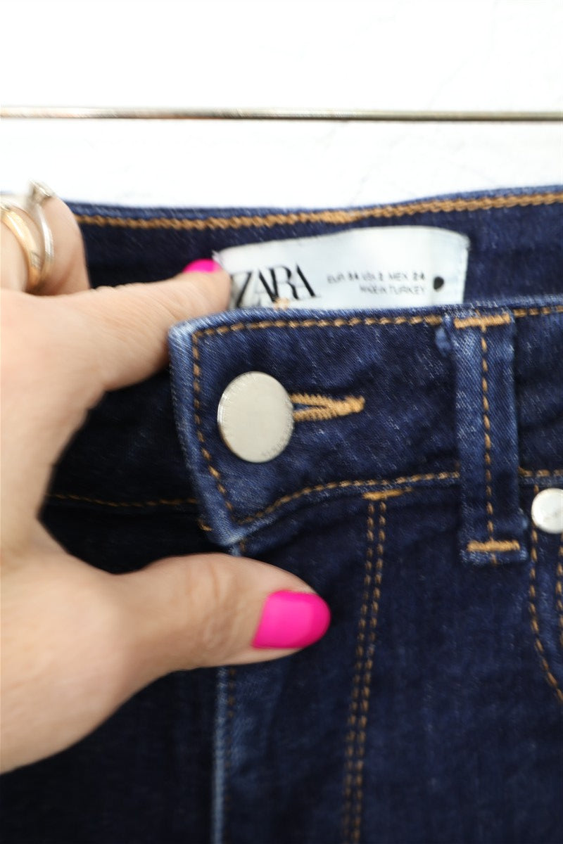 גינס בגזרה ישרה ZARA  כחול כהה - XS, תמונה 4