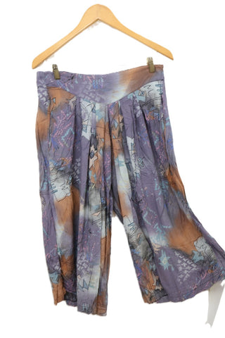 מכנסי חצאית וינטיג בגזרה מתרחבת בגווני סגול- L