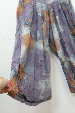 מכנסי חצאית וינטיג בגזרה מתרחבת בגווני סגול- L