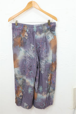 מכנסי חצאית וינטיג בגזרה מתרחבת בגווני סגול- L