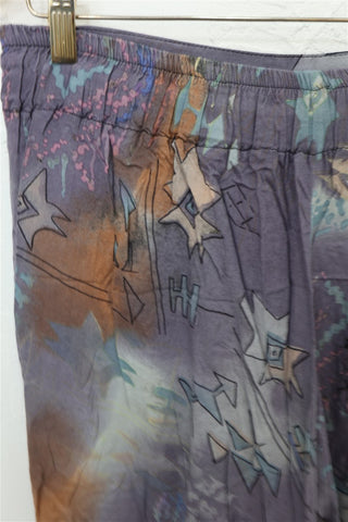 מכנסי חצאית וינטיג בגזרה מתרחבת בגווני סגול- L