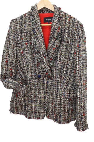 גקט מעוצב DESIGUAL בגווני אדום וכחול- L