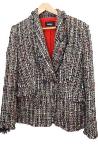 גקט מעוצב DESIGUAL בגווני אדום וכחול- L