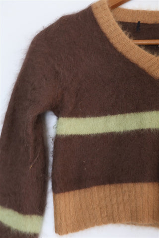 סריג קרופ וינטיג אנגורה בחום- XS-S