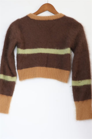 סריג קרופ וינטיג אנגורה בחום- XS-S