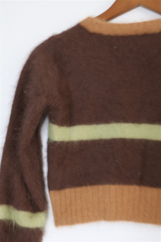 סריג קרופ וינטיג אנגורה בחום- XS-S