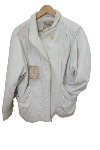 מעיל גקט עור וינטיג בלבן- M-L