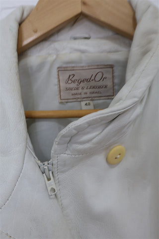 מעיל גקט עור וינטיג בלבן- M-L