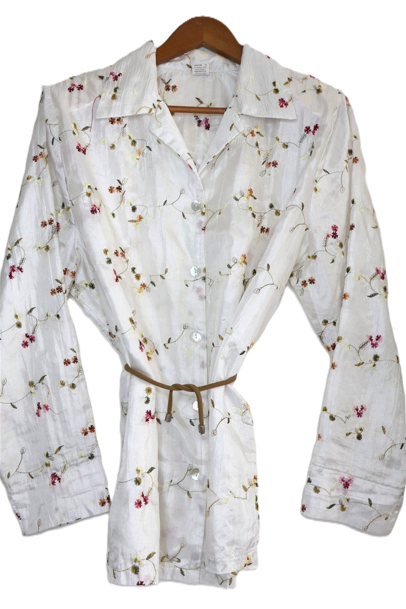 חולצת וינטיג רקומה בשמנת- L-XL