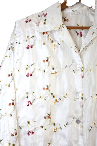 חולצת וינטיג רקומה בשמנת- L-XL