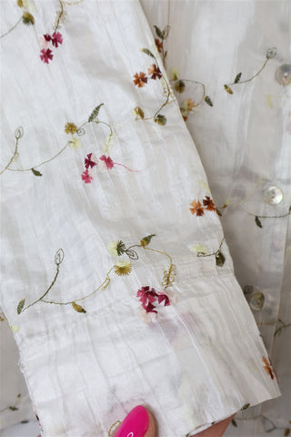 חולצת וינטיג רקומה בשמנת- L-XL