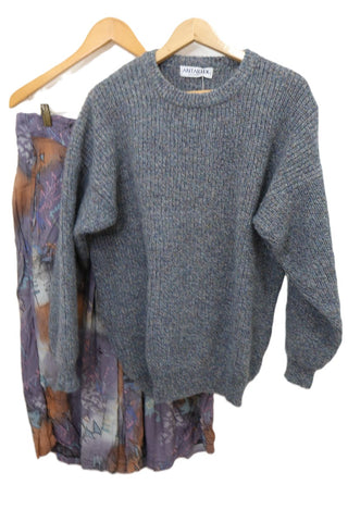 סריג וינטיג אוברסייז באפור כחול- M-L