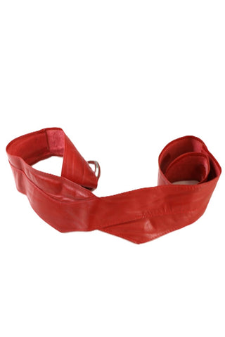 חגורת עור וינטיג מעוצבת באדום- S