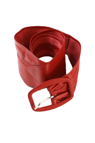 חגורת עור וינטיג מעוצבת באדום- S