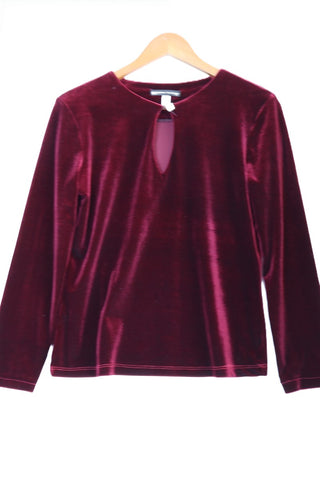 חולצת קטיפה וינטיג מעוצבת בבורדו -M