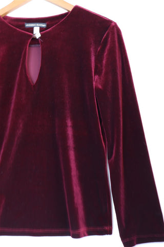 חולצת קטיפה וינטיג מעוצבת בבורדו -M
