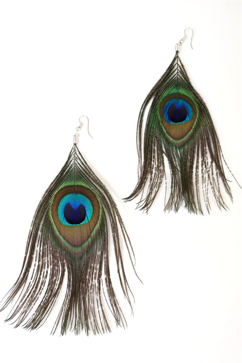 עגילי  נוצת טווס מעוצבים-OS