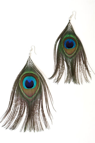 עגילי  נוצת טווס מעוצבים-OS