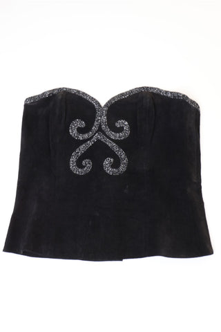 מחוך וינטיג זמש בשחור עם ניטים- XS-S