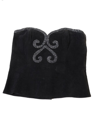 מחוך וינטיג זמש בשחור עם ניטים- XS-S