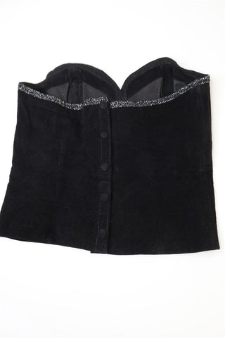 מחוך וינטיג זמש בשחור עם ניטים- XS-S